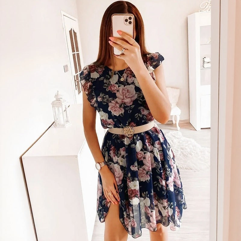 Vestido Serenelle™ com Estampa Floral e Charme Sofisticado