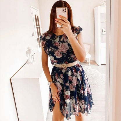 Vestido Serenelle™ com Estampa Floral e Charme Sofisticado