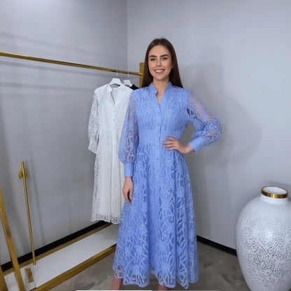 Vestido Imperial™ Rendado com Mangas Bufantes