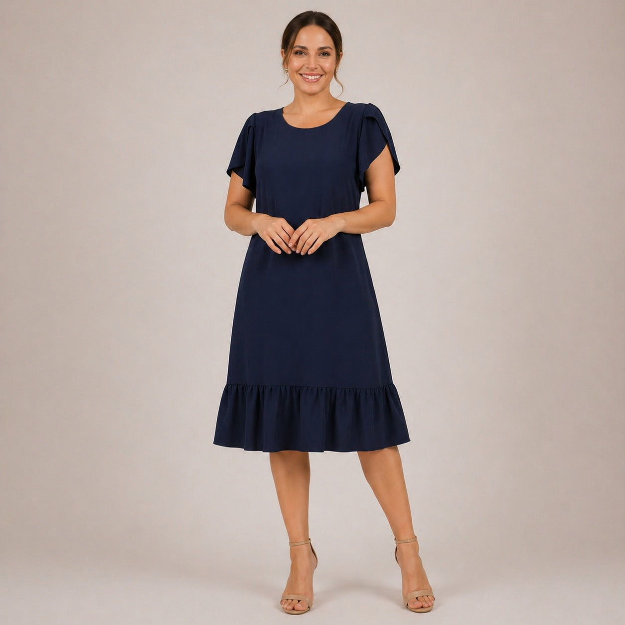 Vestido Dallora™ em Jeans de Toque Suave com Caimento Elegante