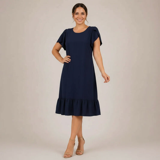 Vestido Dallora™ em Jeans de Toque Suave com Caimento Elegante