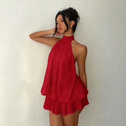 Vestido Serenya™ com Amarração Halter e Leveza Natural
