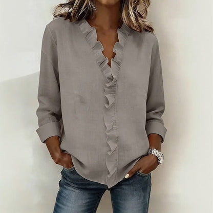 Blusa Sorelle™ com Babado Vertical e Visual Atemporal