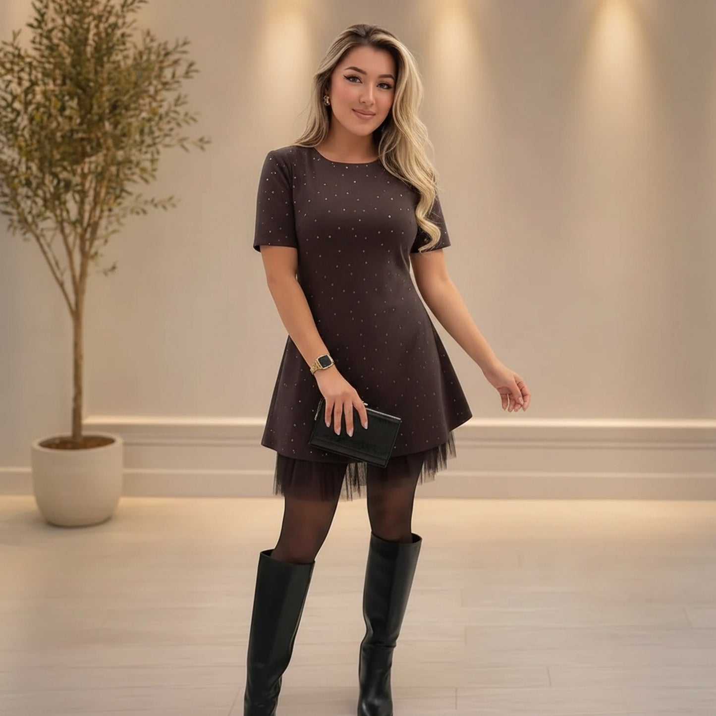 Vestido Delvane™ com Brilho Sutil e Toque Premium