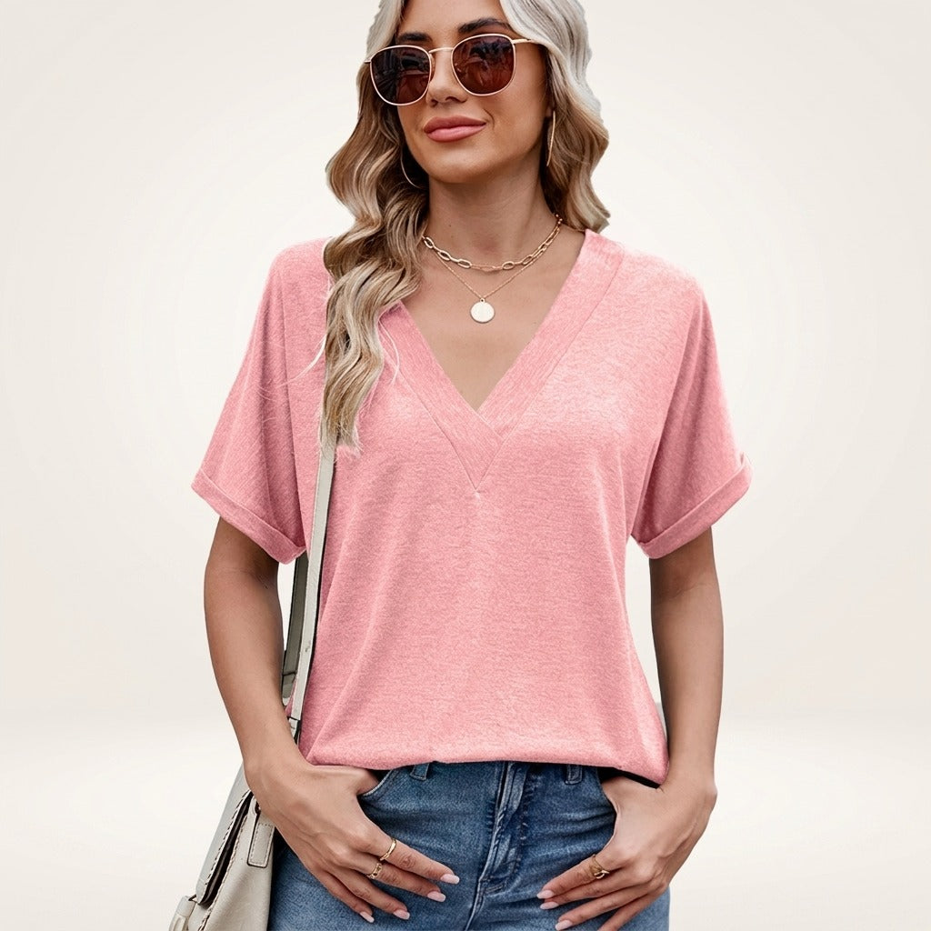 Blusa Elvara™ com Decote V e Estilo Atemporal