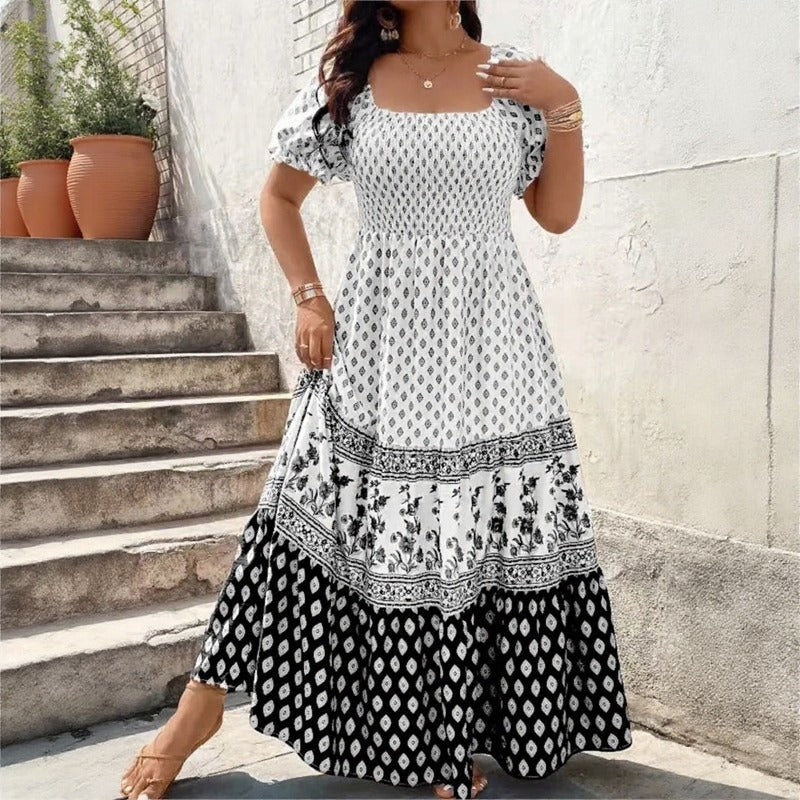 Vestido Selaris™ com Mangas Bufantes e Caimento Fluido