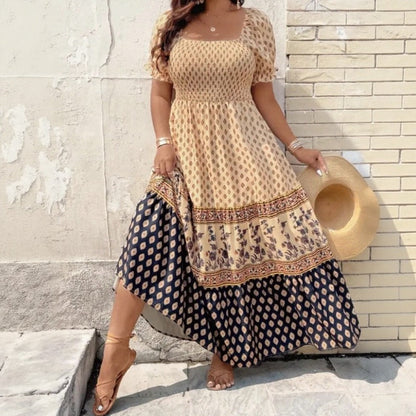 Vestido Selaris™ com Mangas Bufantes e Caimento Fluido