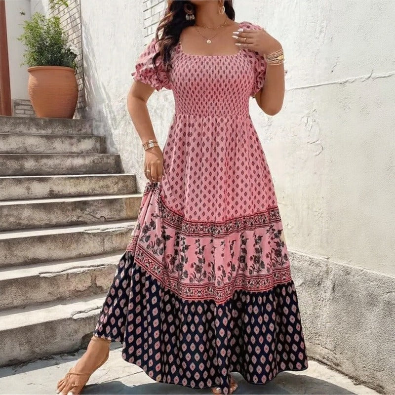 Vestido Selaris™ com Mangas Bufantes e Caimento Fluido