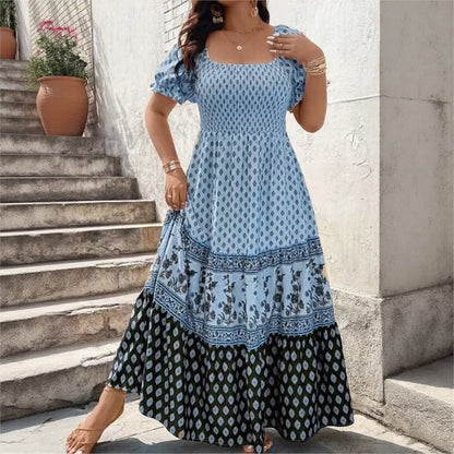 Vestido Selaris™ com Mangas Bufantes e Caimento Fluido
