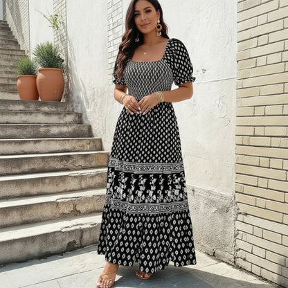 Vestido Selaris™ com Mangas Bufantes e Caimento Fluido