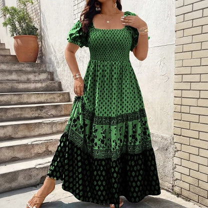 Vestido Selaris™ com Mangas Bufantes e Caimento Fluido