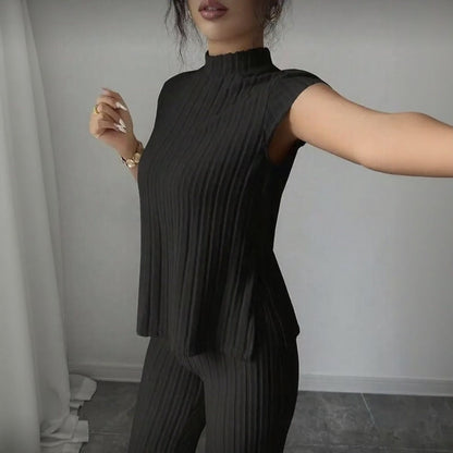 Conjunto Selmira™ Canelado com Elegância Minimalista