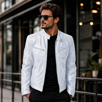 Jaqueta Yakuza™ em Couro Premium com Design Minimalista e Atemporal