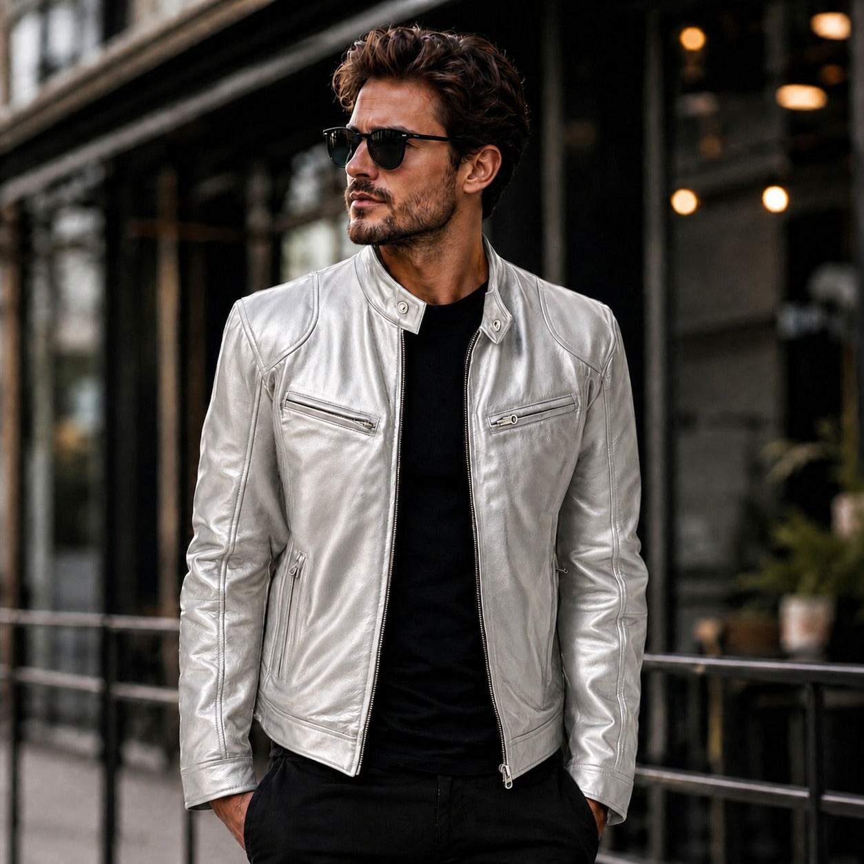 Jaqueta Yakuza™ em Couro Premium com Design Minimalista e Atemporal