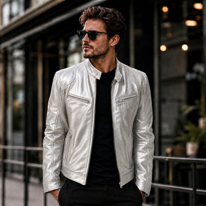Jaqueta Yakuza™ em Couro Premium com Design Minimalista e Atemporal