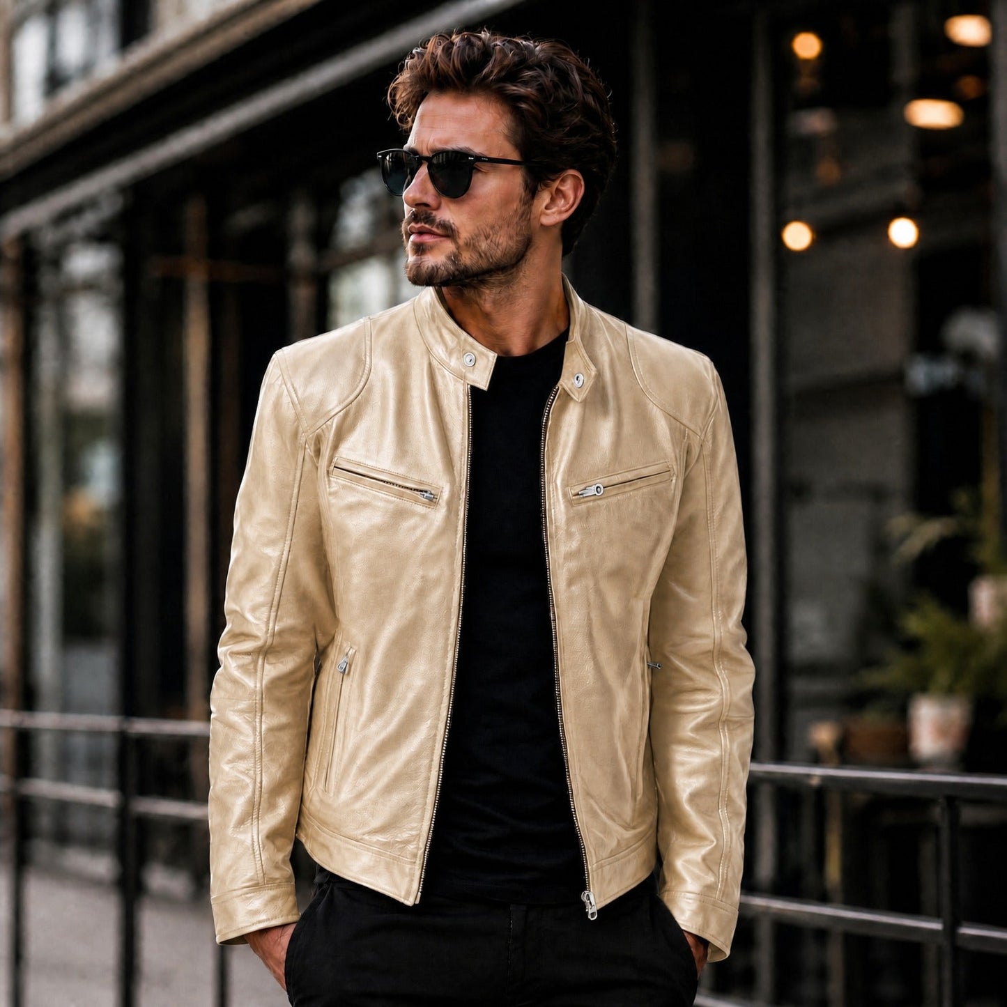 Jaqueta Yakuza™ em Couro Premium com Design Minimalista e Atemporal