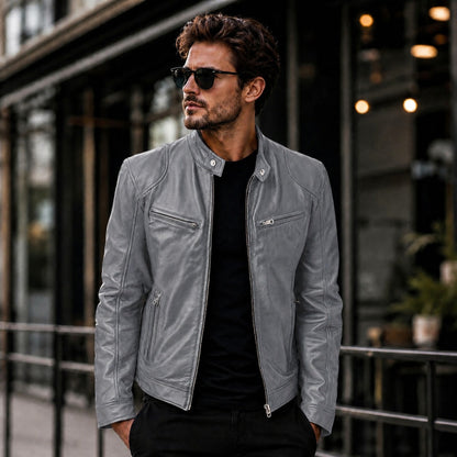 Jaqueta Yakuza™ em Couro Premium com Design Minimalista e Atemporal