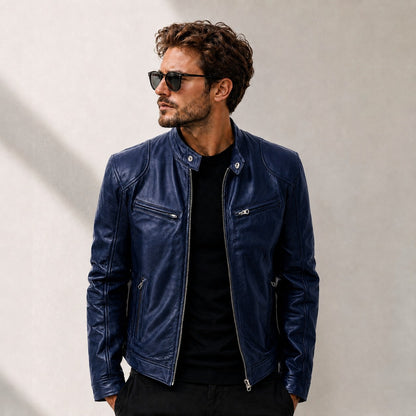 Jaqueta Yakuza™ em Couro Premium com Design Minimalista e Atemporal