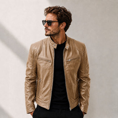 Jaqueta Yakuza™ em Couro Premium com Design Minimalista e Atemporal
