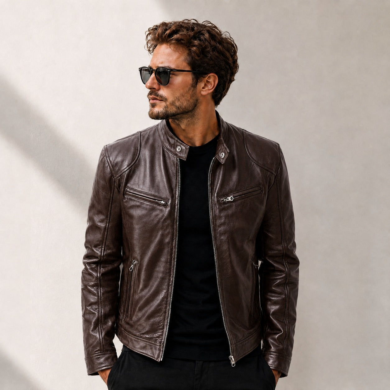 Jaqueta Yakuza™ em Couro Premium com Design Minimalista e Atemporal