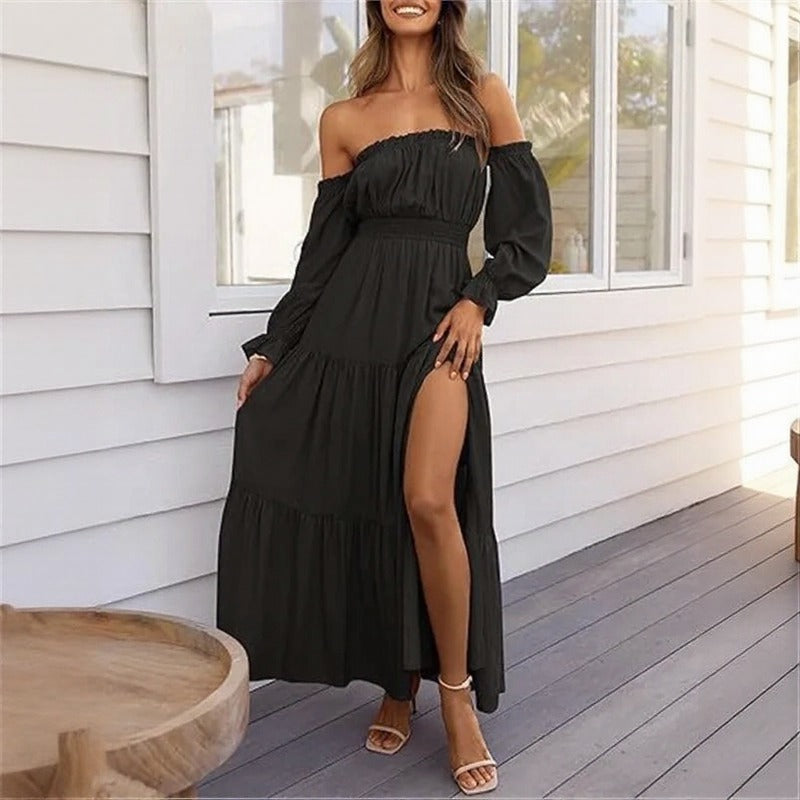 Vestido Ravienna™ Ombro a Ombro com Fluidez Sofisticada