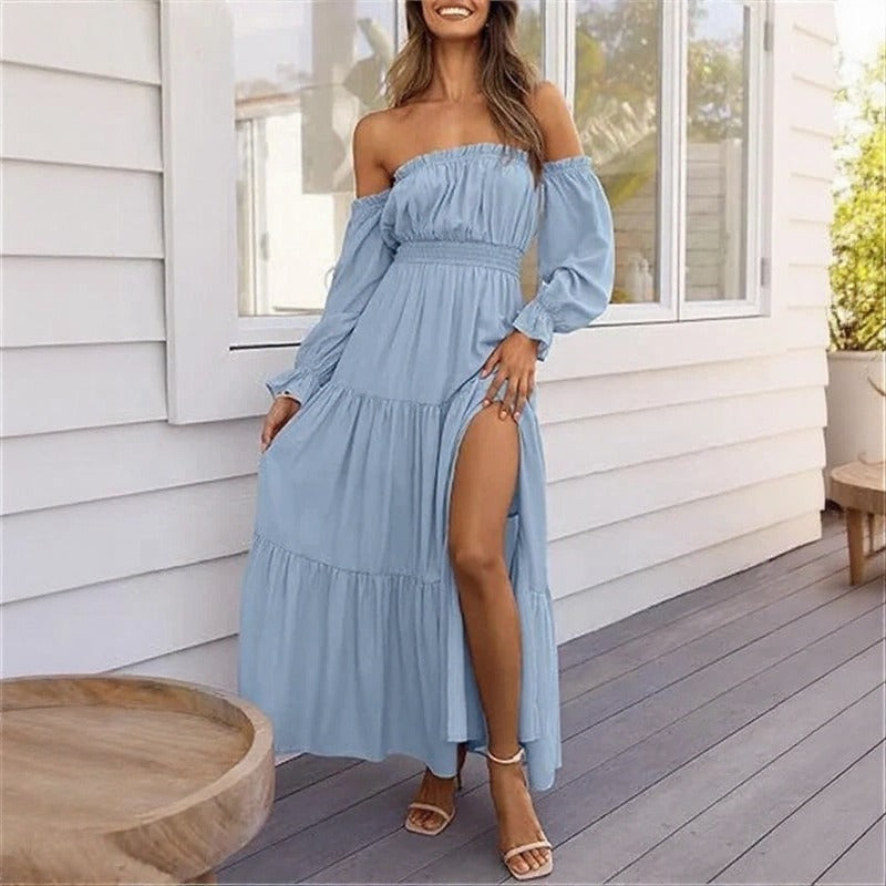 Vestido Ravienna™ Ombro a Ombro com Fluidez Sofisticada