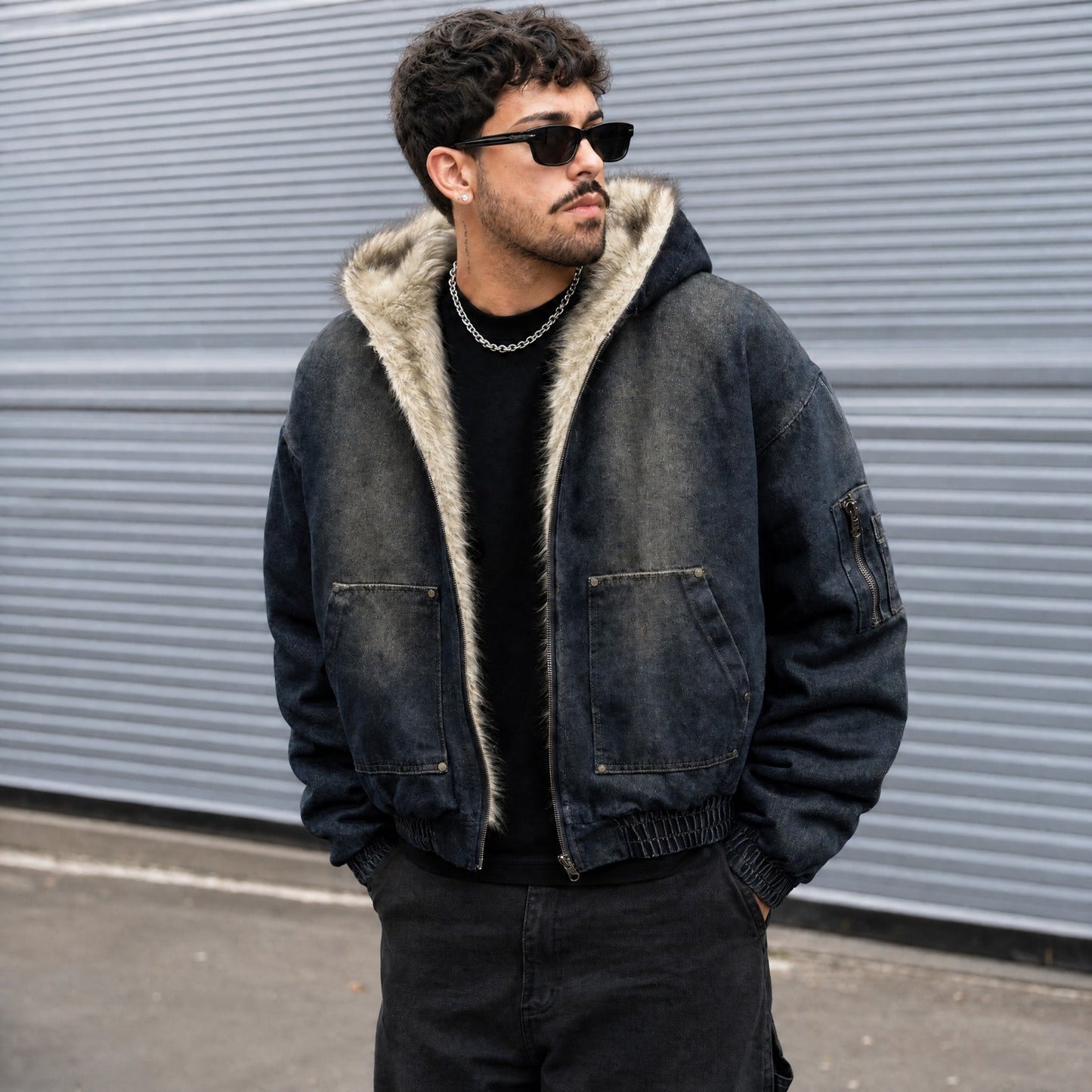 Jaqueta Seattle™ Bomber Jeans com Forro Peluciado