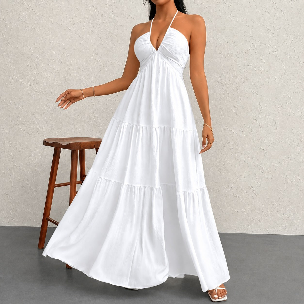 Vestido Marielle™ com Gola Halter e Amarração Delicada