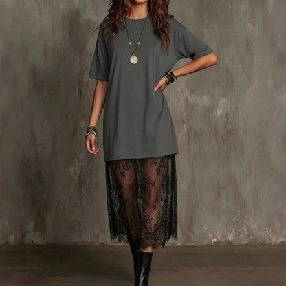 Vestido Lorient™ Maxi com Saia Rendada Transparente