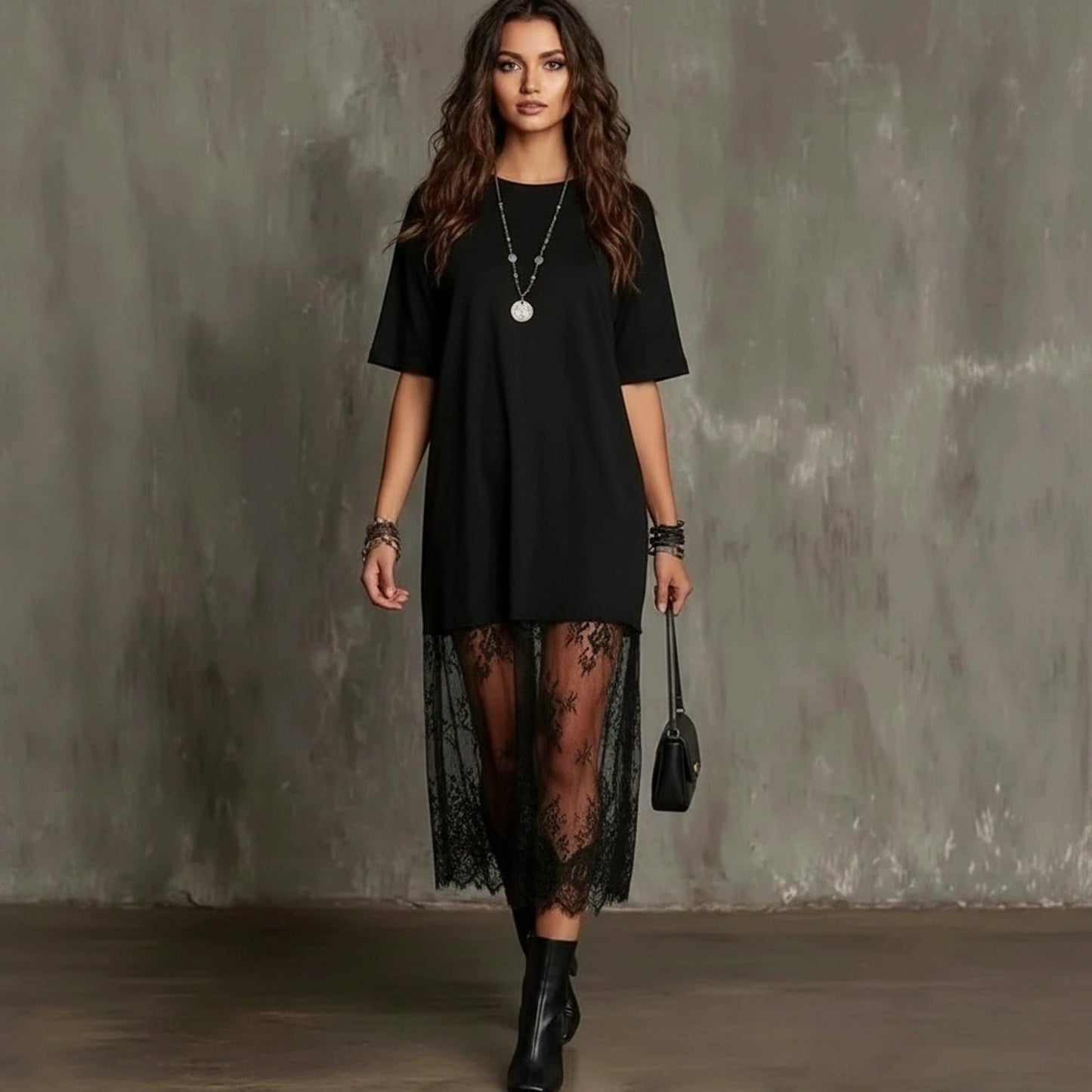 Vestido Lorient™ Maxi com Saia Rendada Transparente