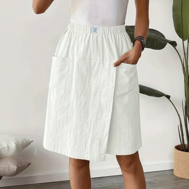 Shorts Saia Celenne™ em Linho de Algodão com Conforto Premium