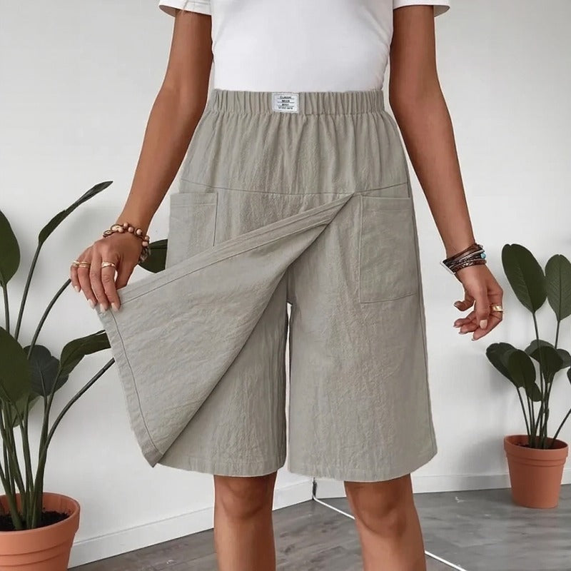 Shorts Saia Celenne™ em Linho de Algodão com Conforto Premium