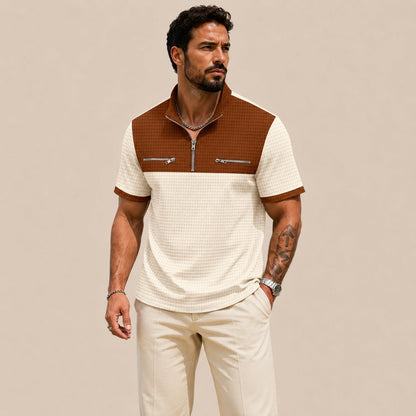 Camisa Axton™ com Gola Zíper e Estilo Moderno