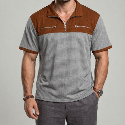 Camisa Axton™ com Gola Zíper e Estilo Moderno