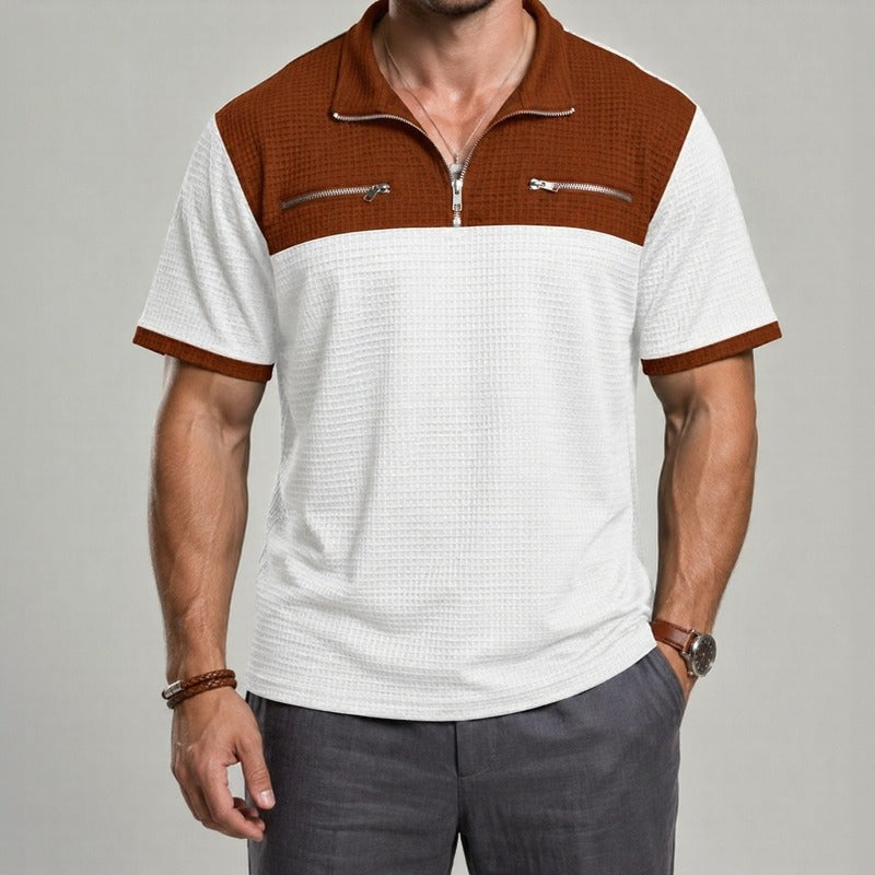 Camisa Axton™ com Gola Zíper e Estilo Moderno