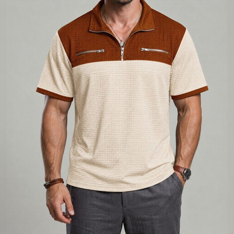 Camisa Axton™ com Gola Zíper e Estilo Moderno