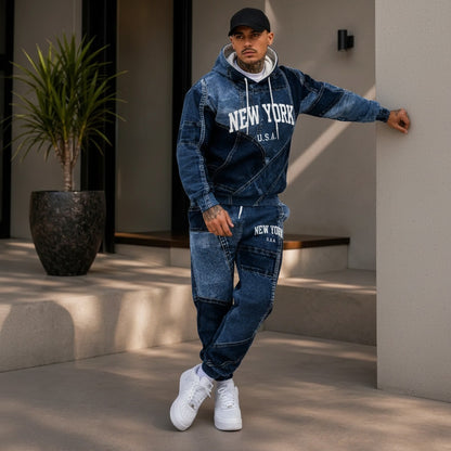 Conjunto Avelon™ em Moletom com Efeito Jeans