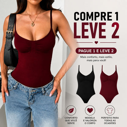 [COMPRE 1 E LEVE 2] Body Ariella™ em Malha Premium com Franzido no Busto