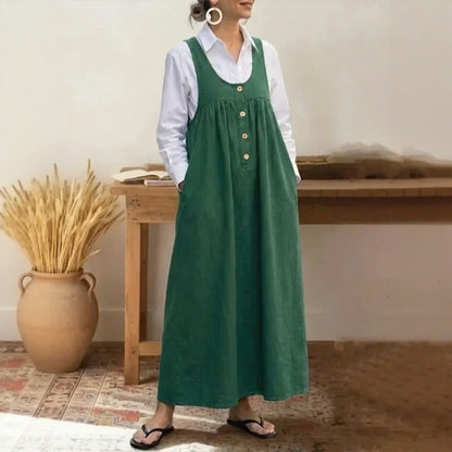 Vestido Meadow™ Estilo Jardineira Com Botões Frontais Minimalistas