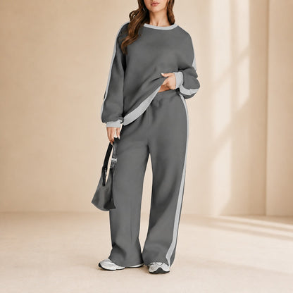 Conjunto de Moletom Celestelle™ com Listras Laterais e Calça Ampla