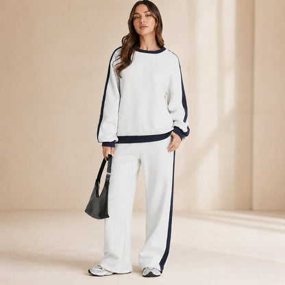 Conjunto de Moletom Celestelle™ com Listras Laterais e Calça Ampla