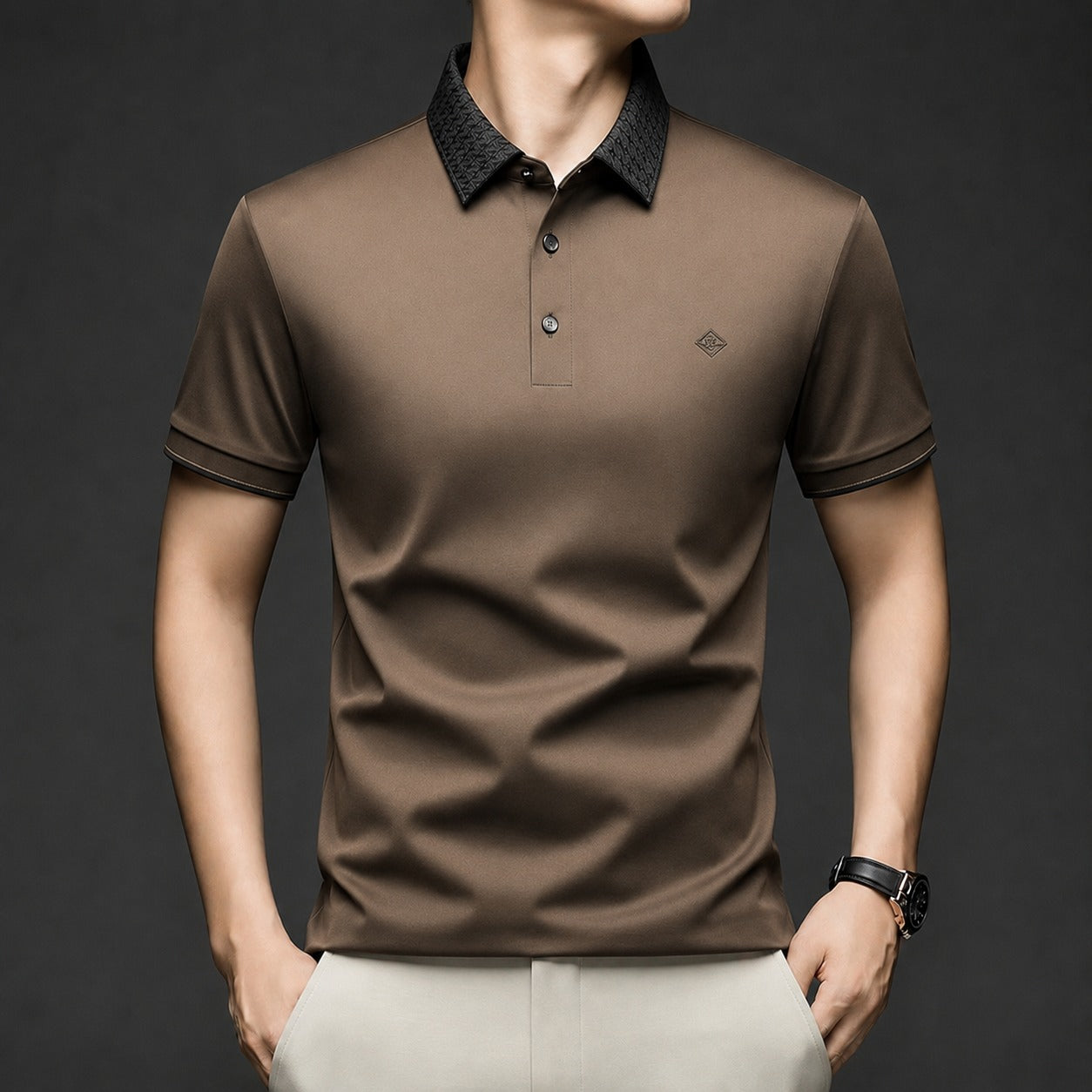 Camisa Polo Alviero™ com Gola Texturizada e Tecido Flexível
