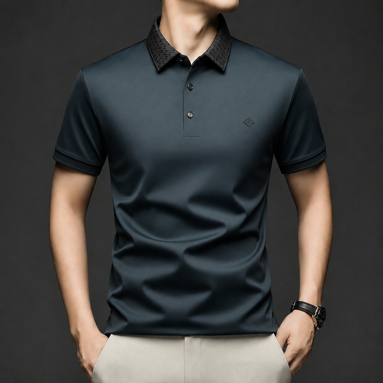 Camisa Polo Alviero™ com Gola Texturizada e Tecido Flexível