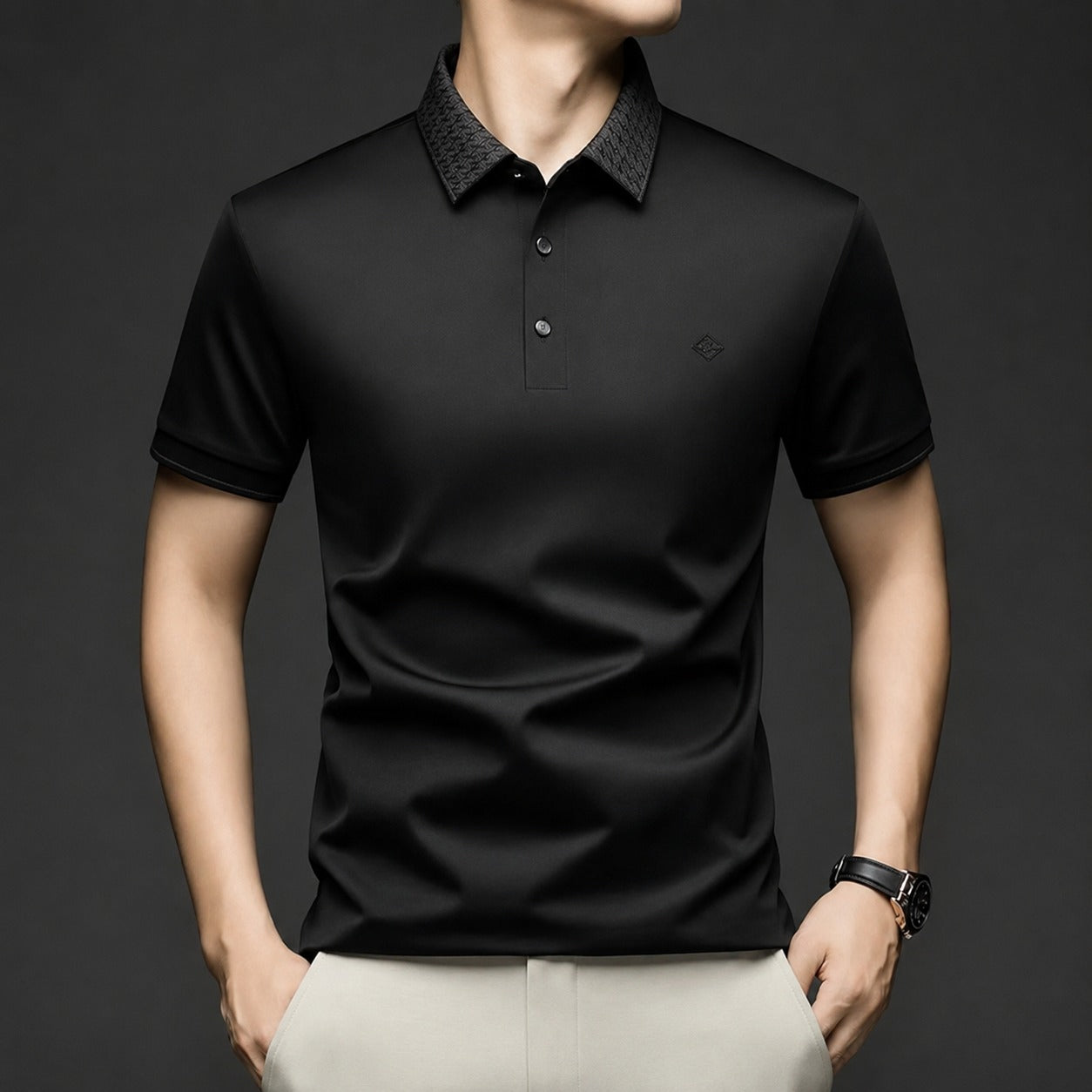 Camisa Polo Alviero™ com Gola Texturizada e Tecido Flexível