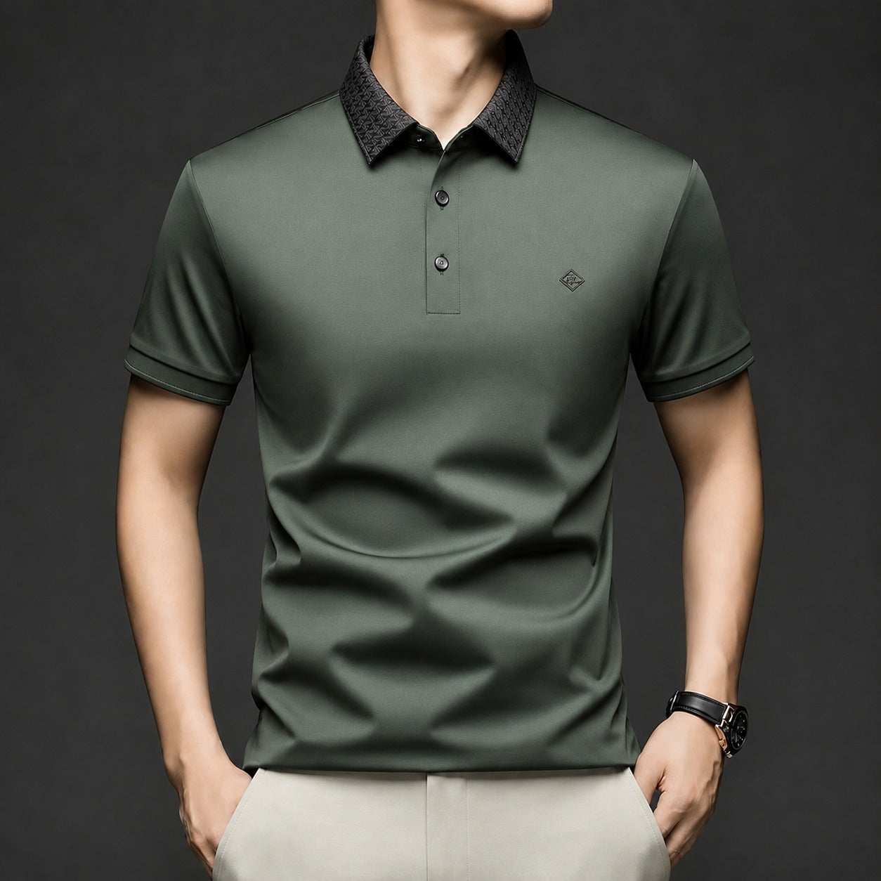 Camisa Polo Alviero™ com Gola Texturizada e Tecido Flexível