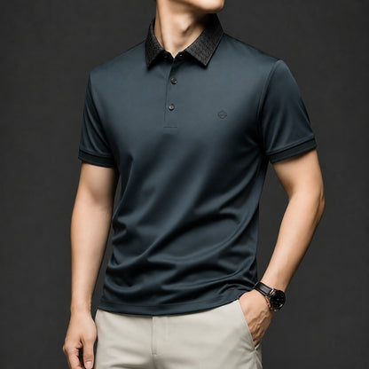 Camisa Polo Alviero™ com Gola Texturizada e Tecido Flexível