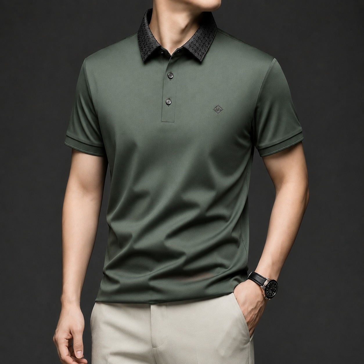 Camisa Polo Alviero™ com Gola Texturizada e Tecido Flexível
