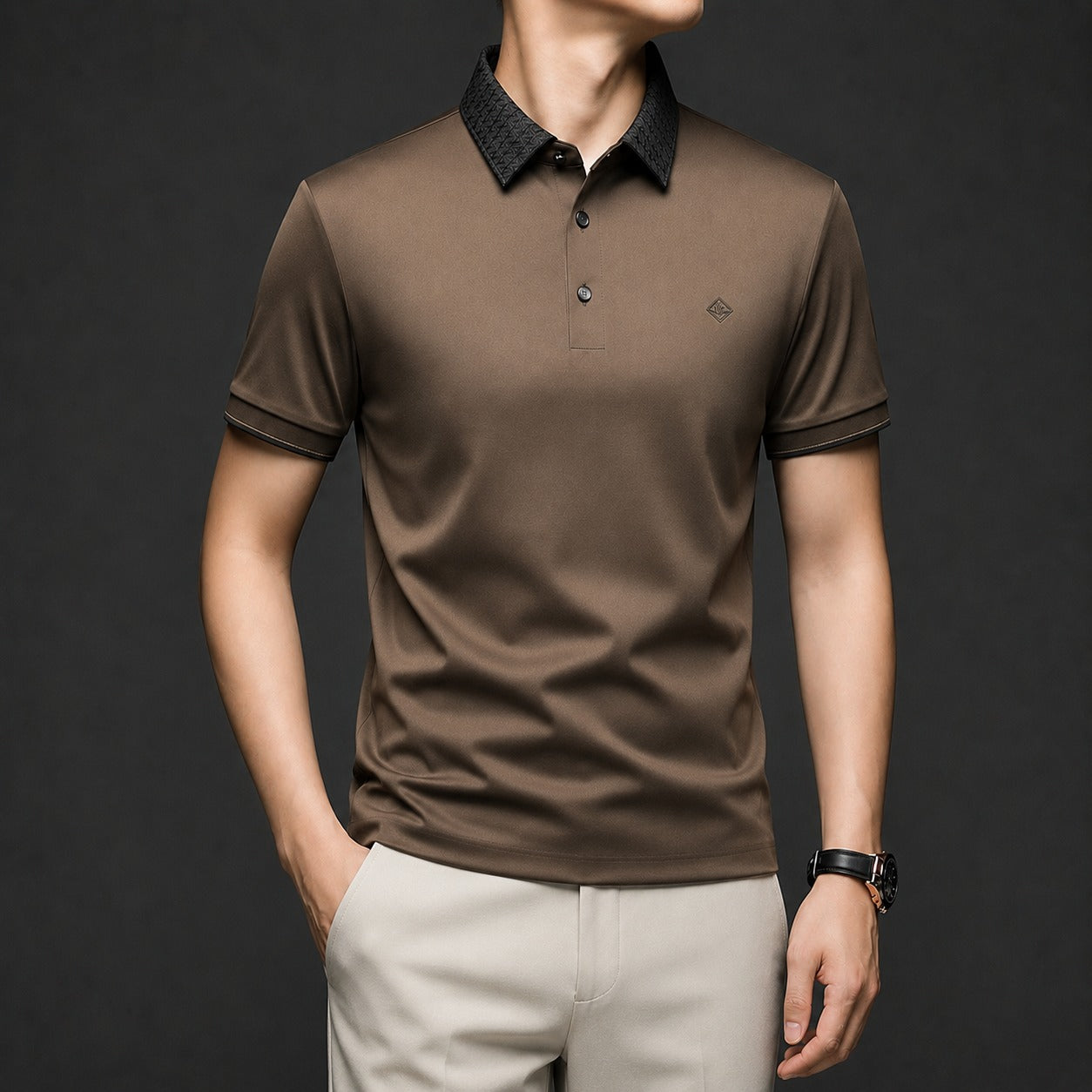 Camisa Polo Alviero™ com Gola Texturizada e Tecido Flexível