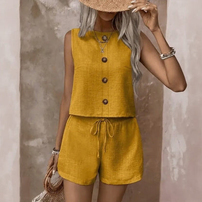 Conjunto Celestina™ Em Linho de Algodão Com Design Minimalista
