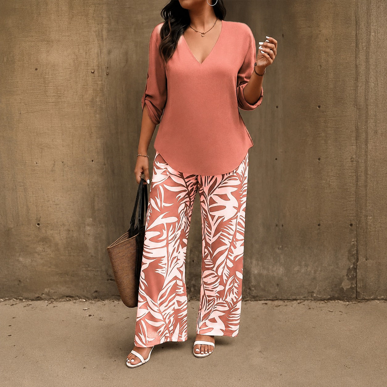 Conjunto Bellariva™ com Calça Estampada e Blusa Leve